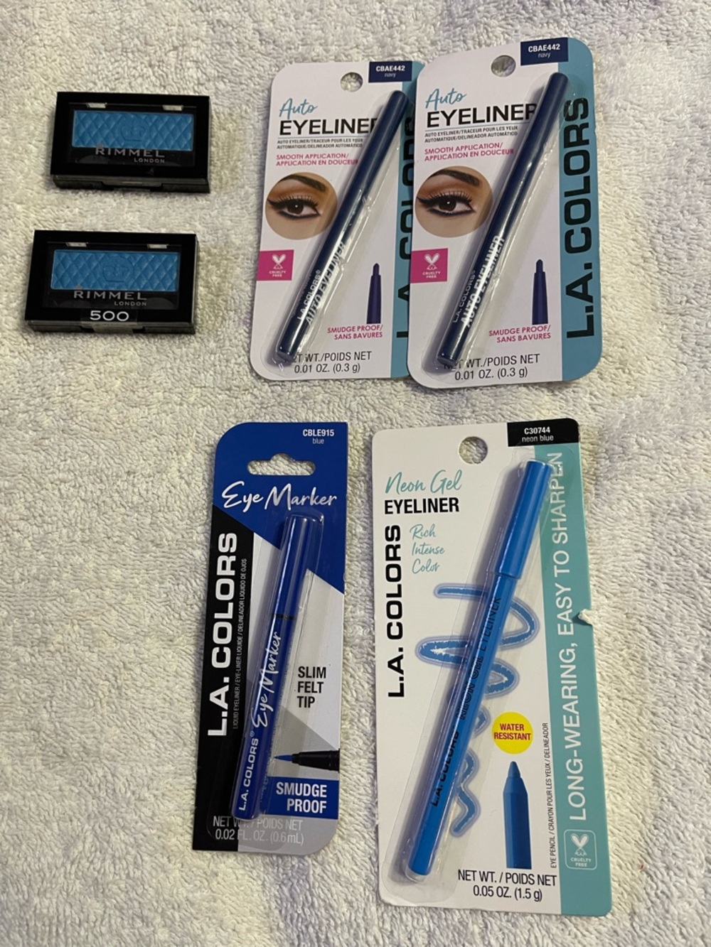 L.A. COLORS Neon Gel Eyeliner & Eye Marker + Rimmel Blue Eyeshadows. New!! - Picture 2 of 3